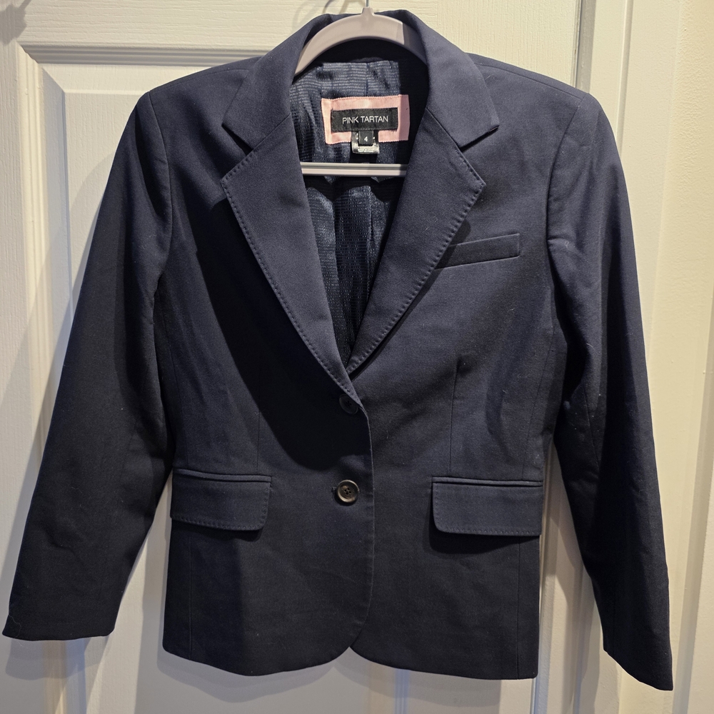Pink Tartan Women's Deep Blue Suit Jacket